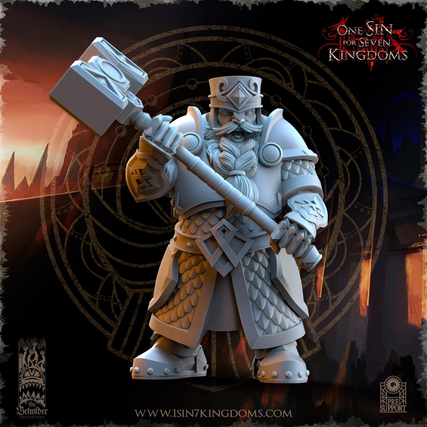 Miniatura Guerreros de la Hermandad del Martillo Enanos resina 32mm sin pintar - Drakholm