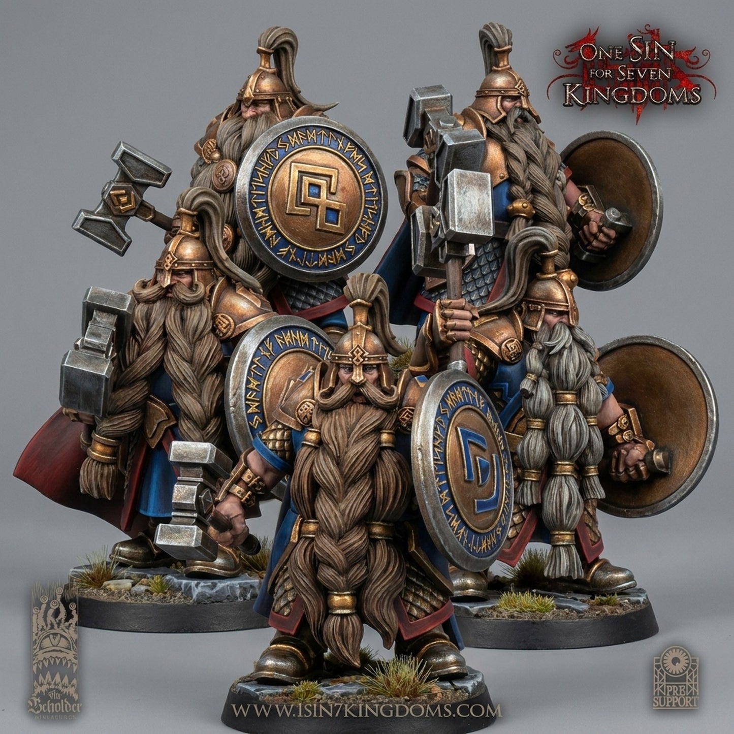 Miniatura Guerreros de Alta Cuna Enanos resina 32mm sin pintar - Drakholm