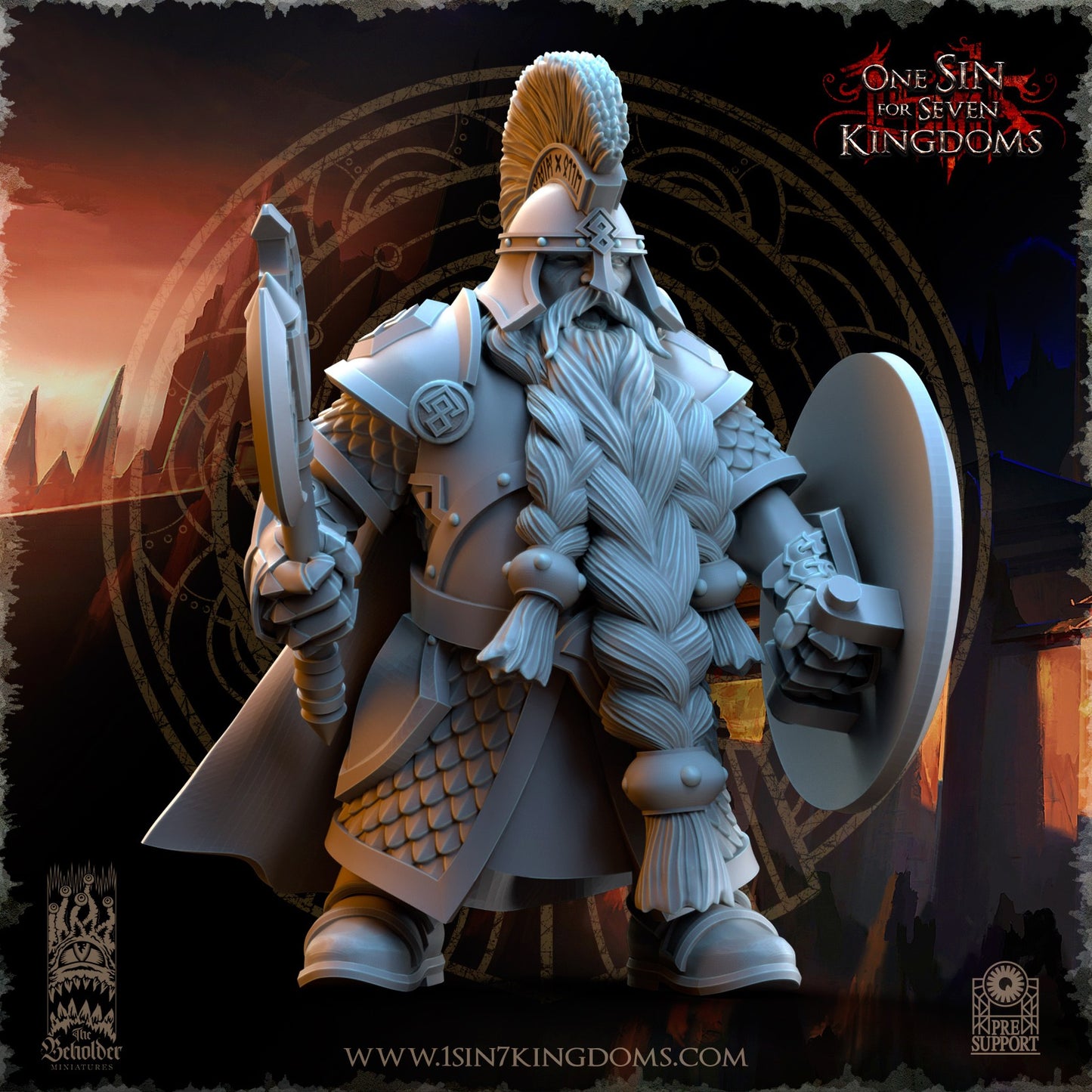 Miniatura Guerreros de Alta Cuna Enanos resina 32mm sin pintar - Drakholm