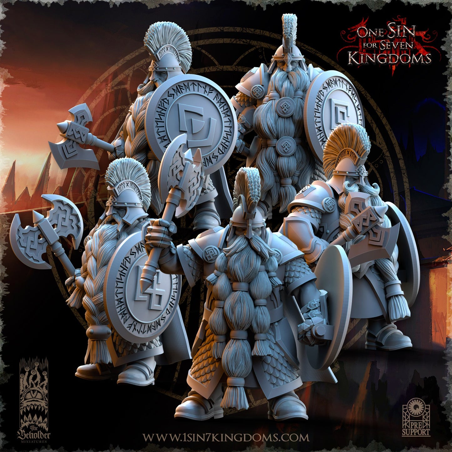 Miniatura Guerreros de Alta Cuna Enanos resina 32mm sin pintar - Drakholm
