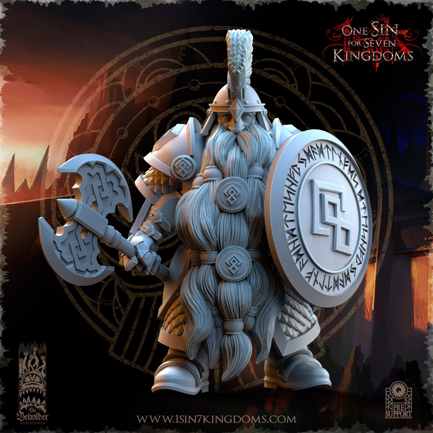 Miniatura Guerreros de Alta Cuna Enanos resina 32mm sin pintar - Drakholm