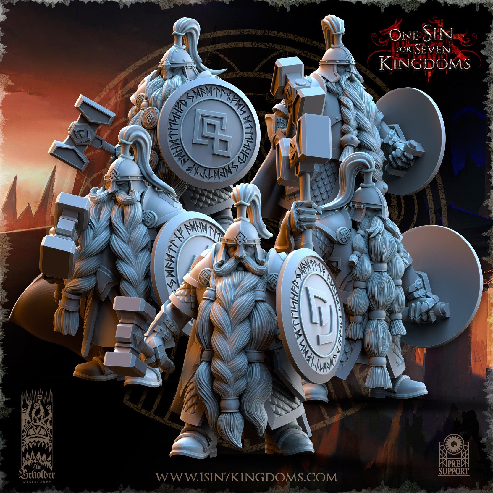Miniatura Guerreros de Alta Cuna Enanos resina 32mm sin pintar - Drakholm