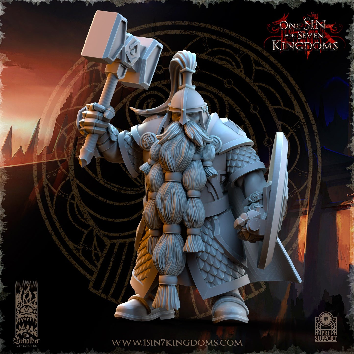 Miniatura Guerreros de Alta Cuna Enanos resina 32mm sin pintar - Drakholm