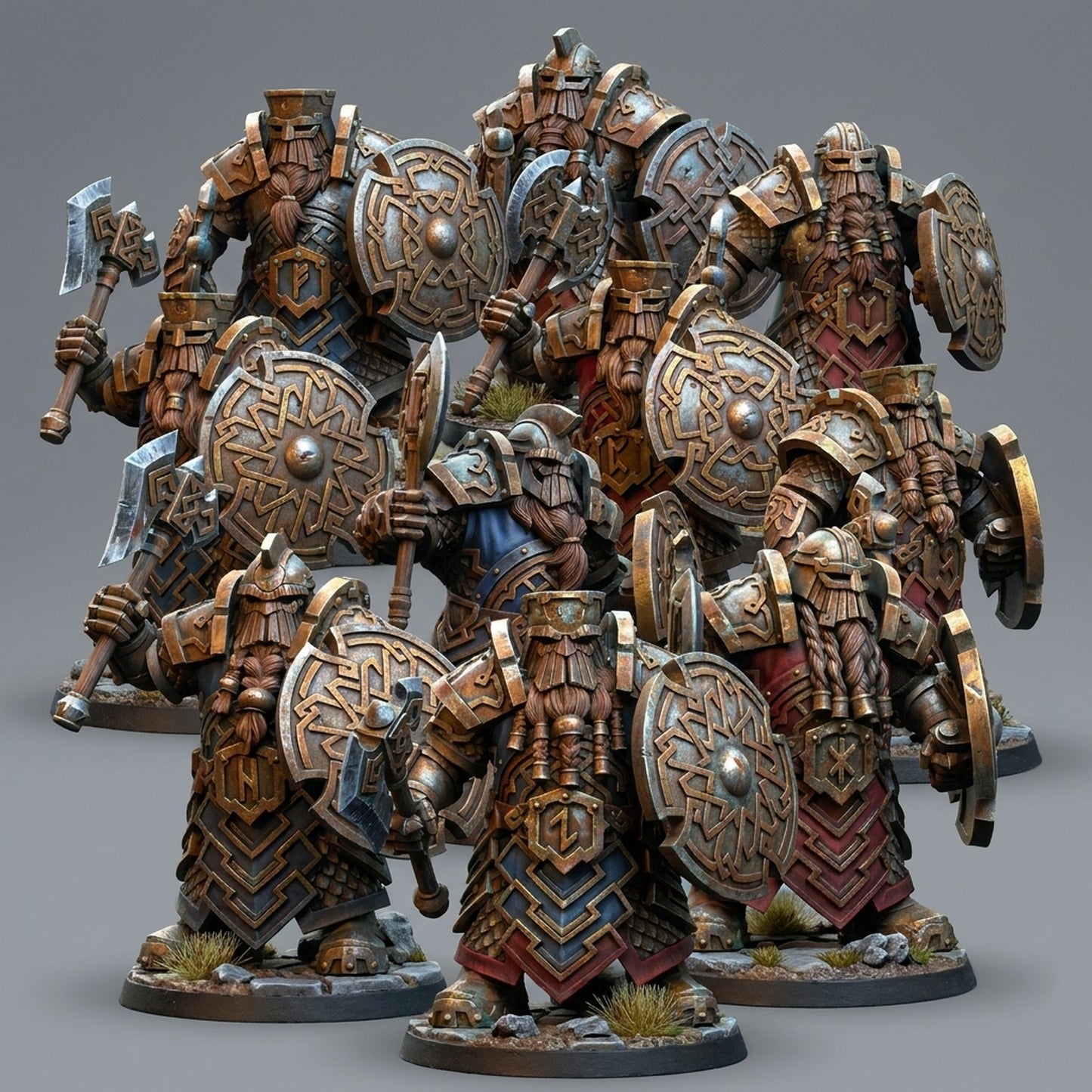 Miniatura Guerreros Cabezas de Hierro Enanos resina 32mm sin pintar - Drakholm