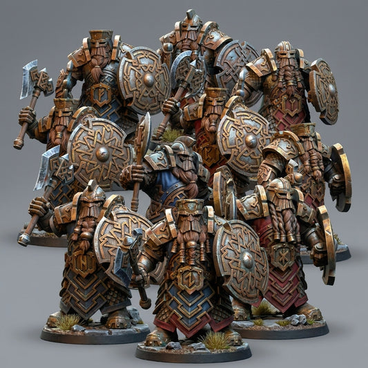 Miniatura Guerreros Cabezas de Hierro Enanos resina 32mm sin pintar - Drakholm