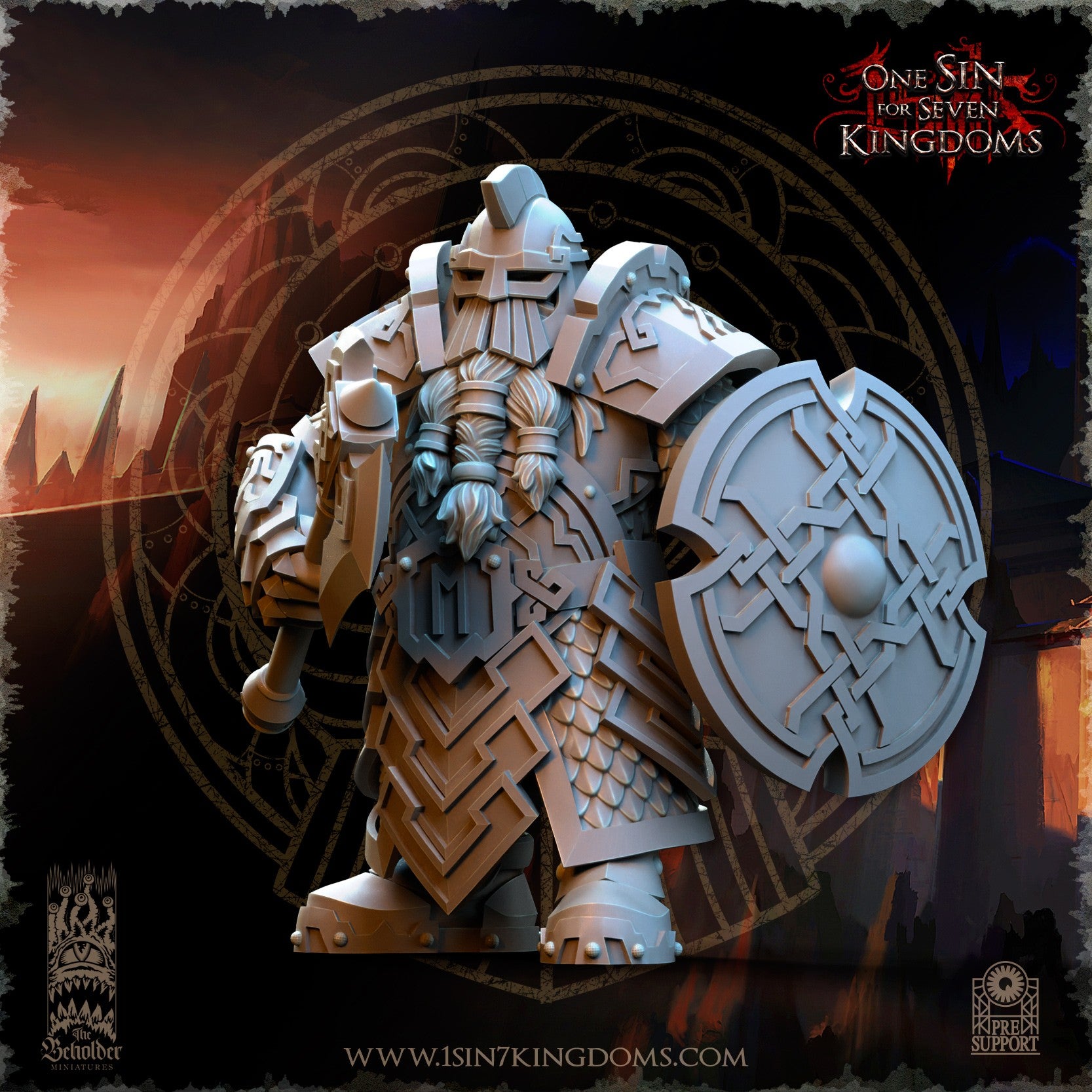 Miniatura Guerreros Cabezas de Hierro Enanos resina 32mm sin pintar - Drakholm