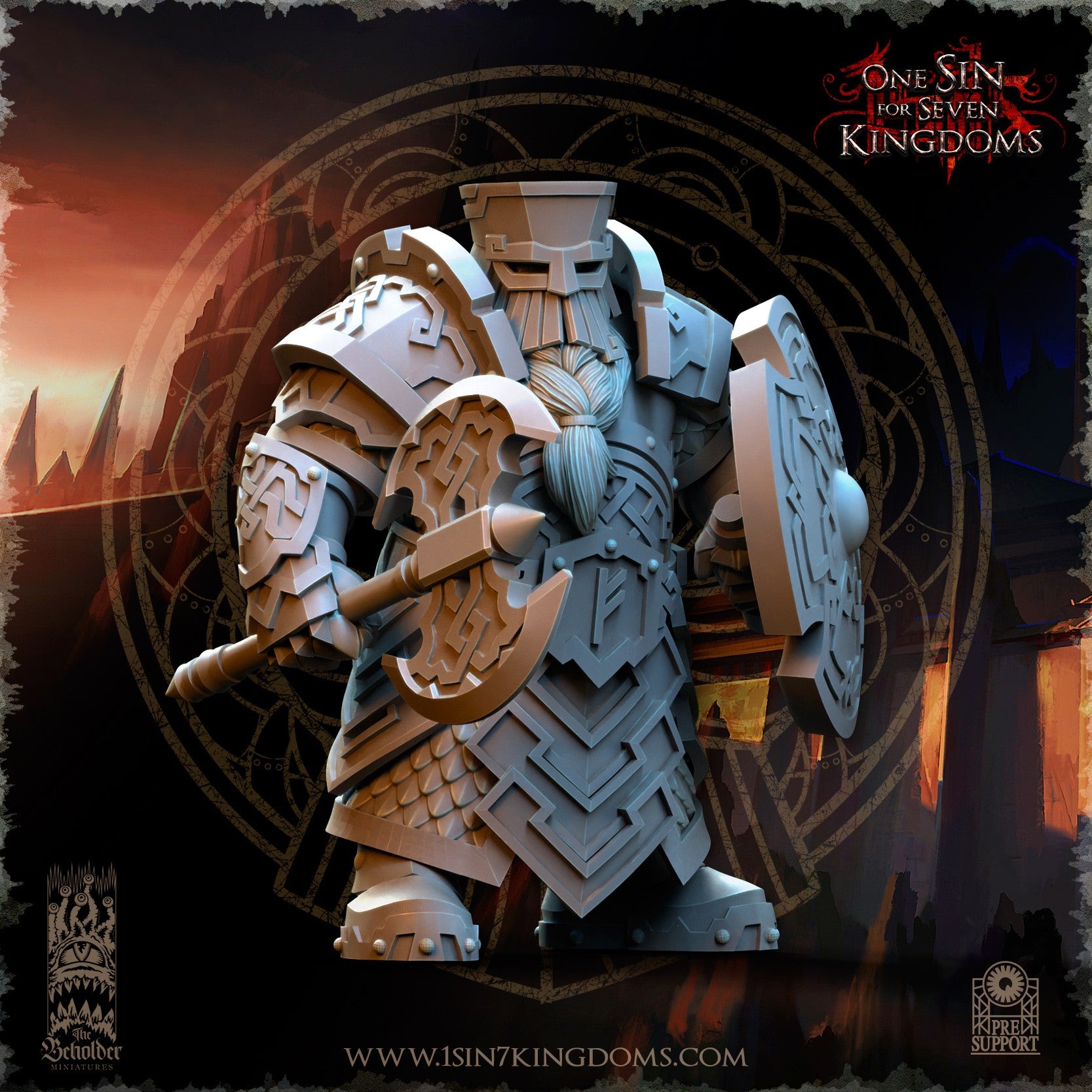 Miniatura Guerreros Cabezas de Hierro Enanos resina 32mm sin pintar - Drakholm