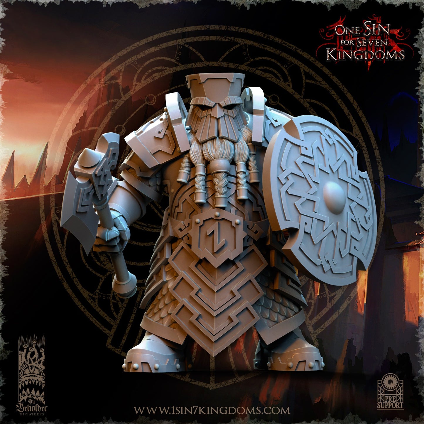 Miniatura Guerreros Cabezas de Hierro Enanos resina 32mm sin pintar - Drakholm
