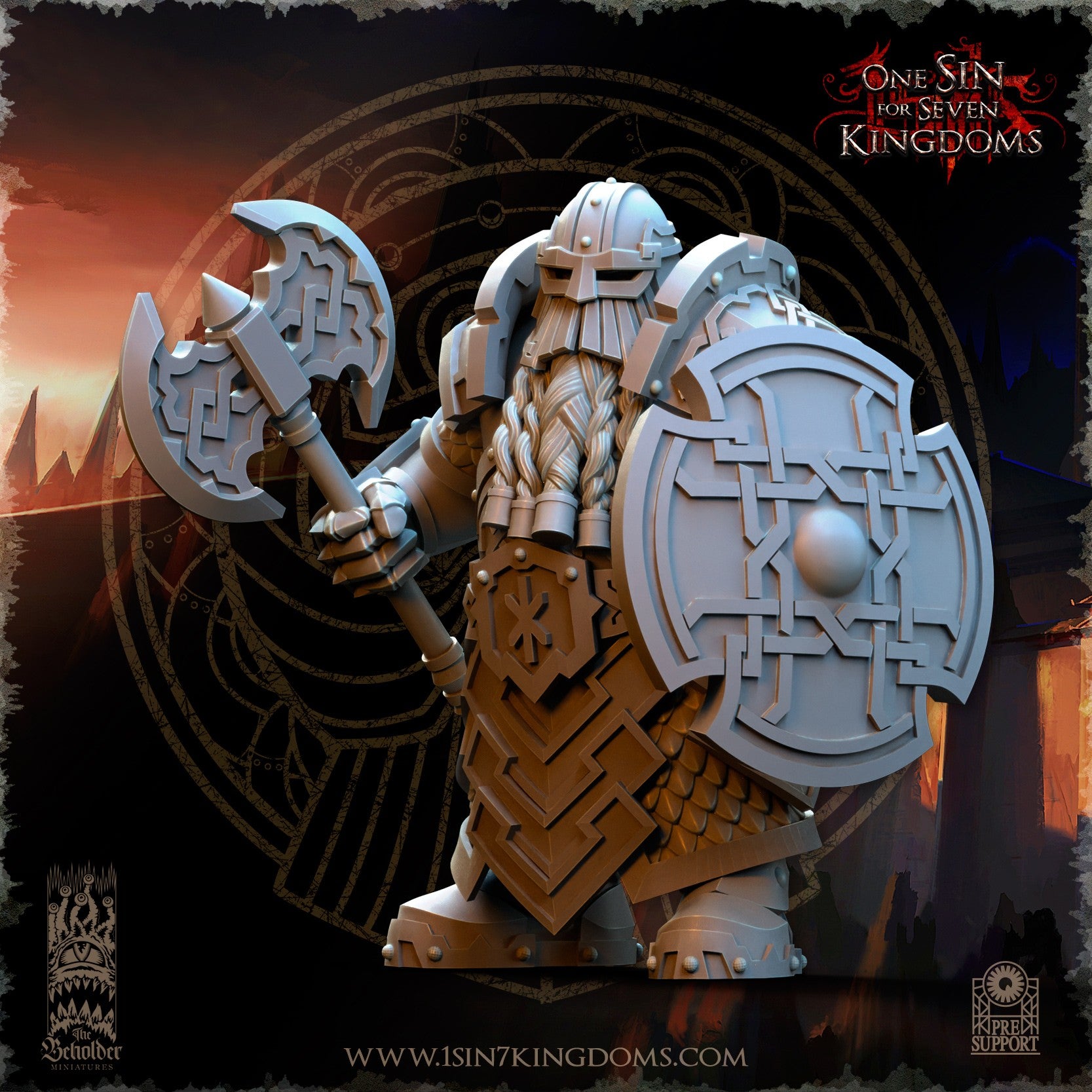 Miniatura Guerreros Cabezas de Hierro Enanos resina 32mm sin pintar - Drakholm