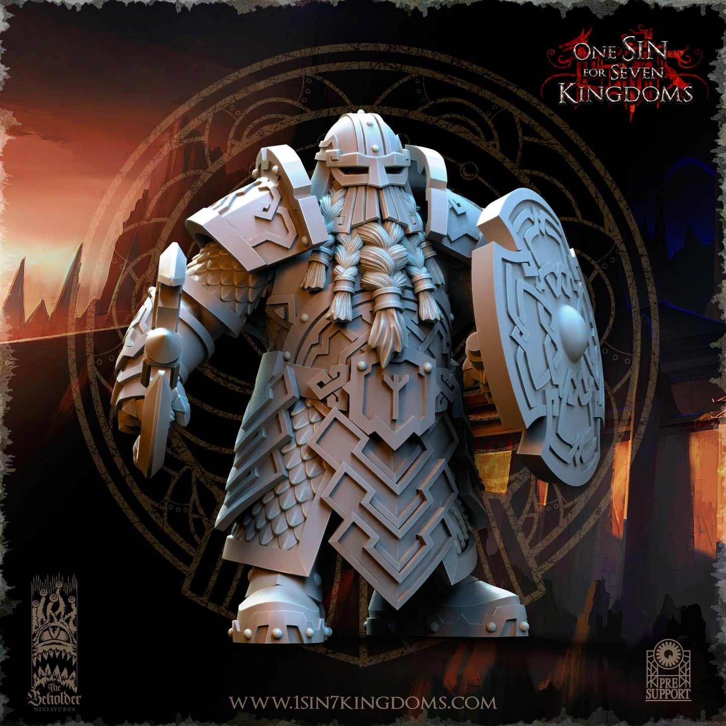Miniatura Guerreros Cabezas de Hierro Enanos resina 32mm sin pintar - Drakholm