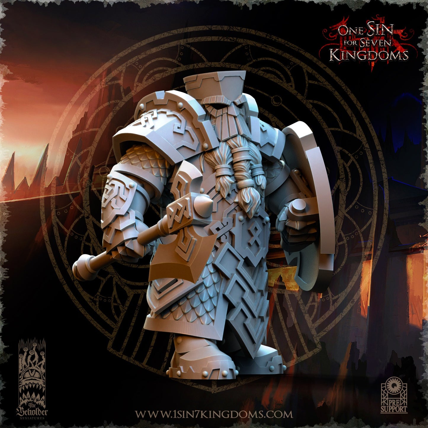 Miniatura Guerreros Cabezas de Hierro Enanos resina 32mm sin pintar - Drakholm