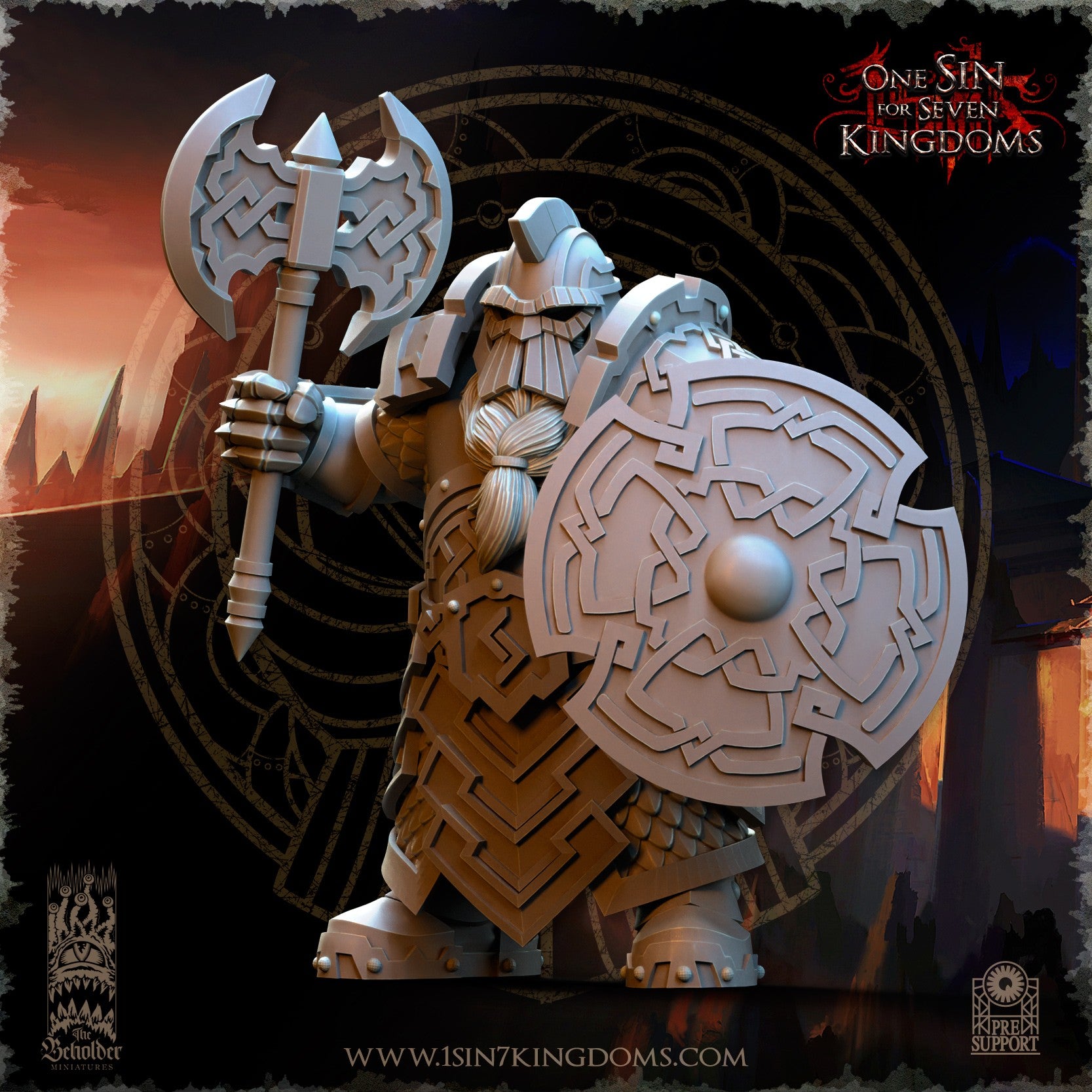 Miniatura Guerreros Cabezas de Hierro Enanos resina 32mm sin pintar - Drakholm