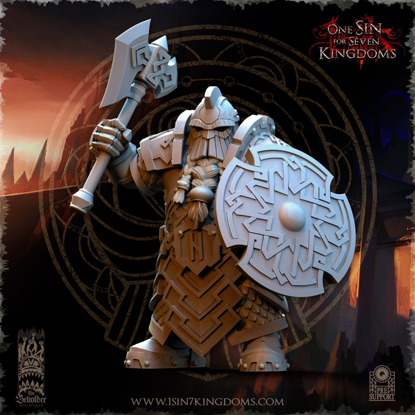 Miniatura Guerreros Cabezas de Hierro Enanos resina 32mm sin pintar - Drakholm