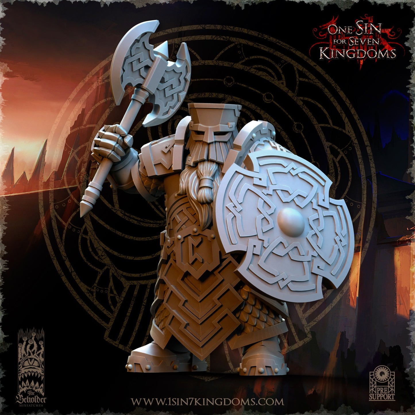 Miniatura Guerreros Cabezas de Hierro Enanos resina 32mm sin pintar - Drakholm