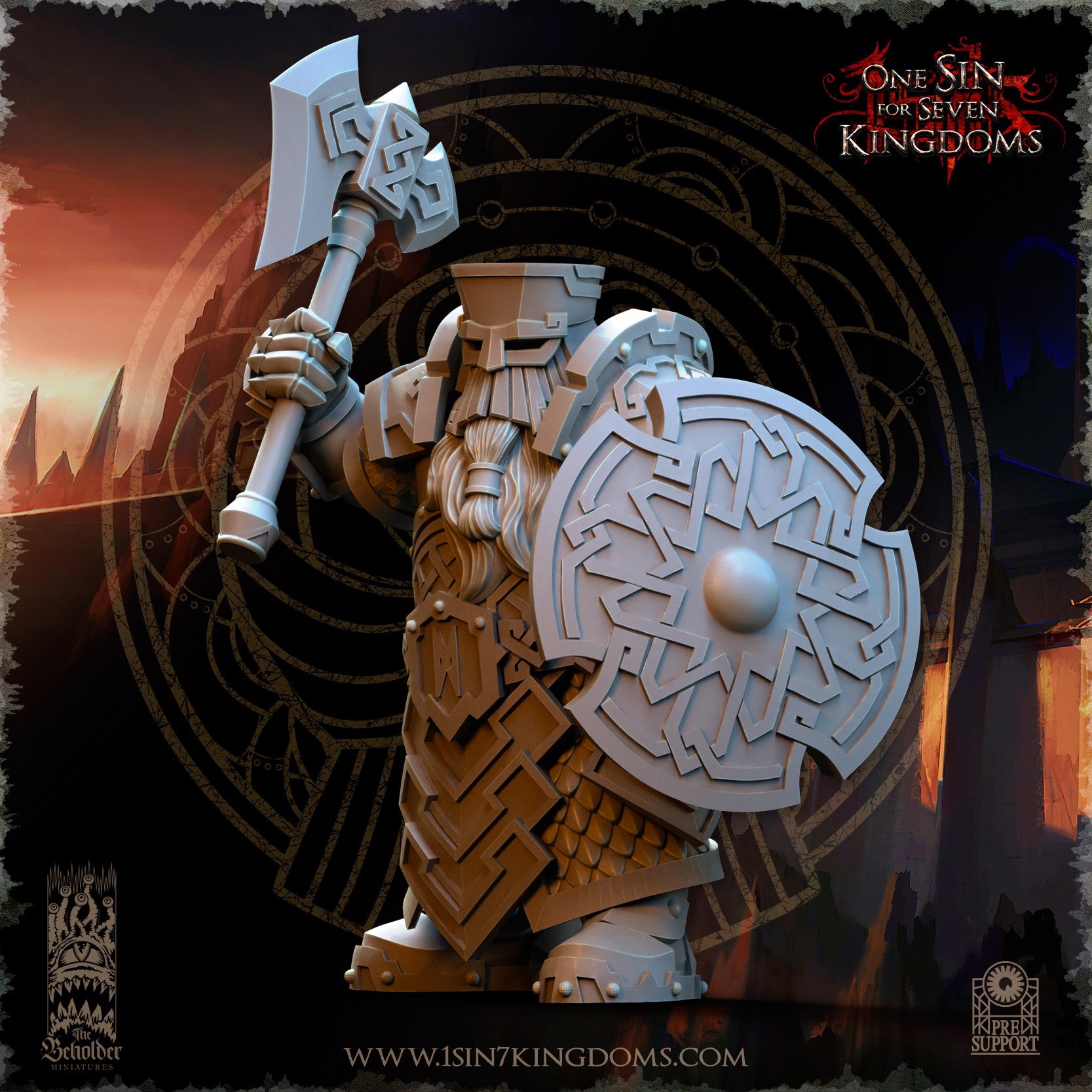 Miniatura Guerreros Cabezas de Hierro Enanos resina 32mm sin pintar - Drakholm