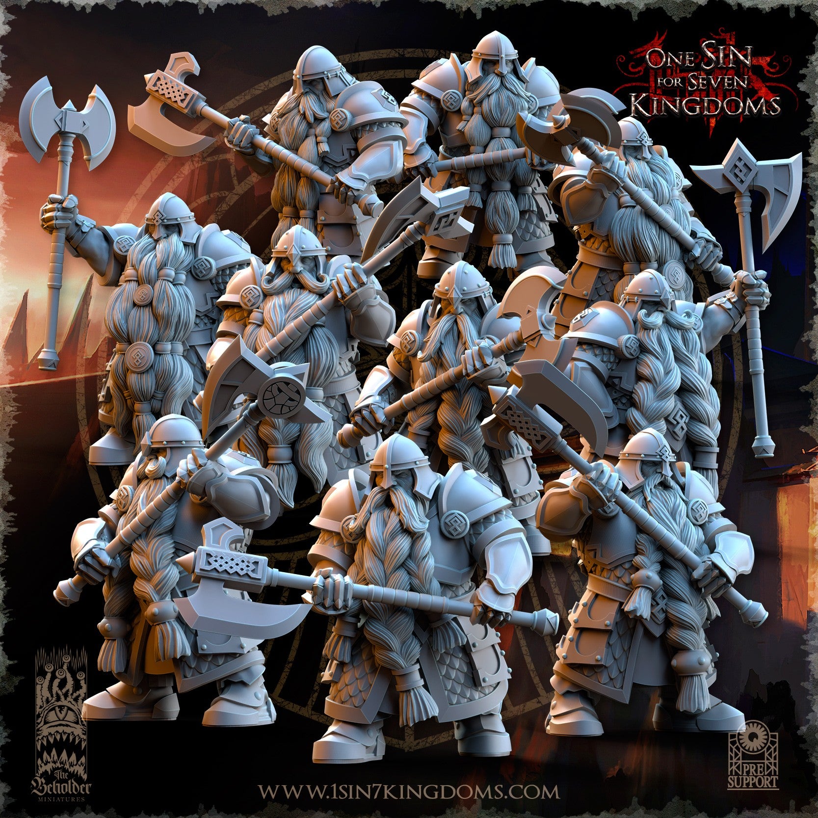 Miniatura Guerreros de la Legión Antigua Enanos resina 32mm sin pintar - Drakholm