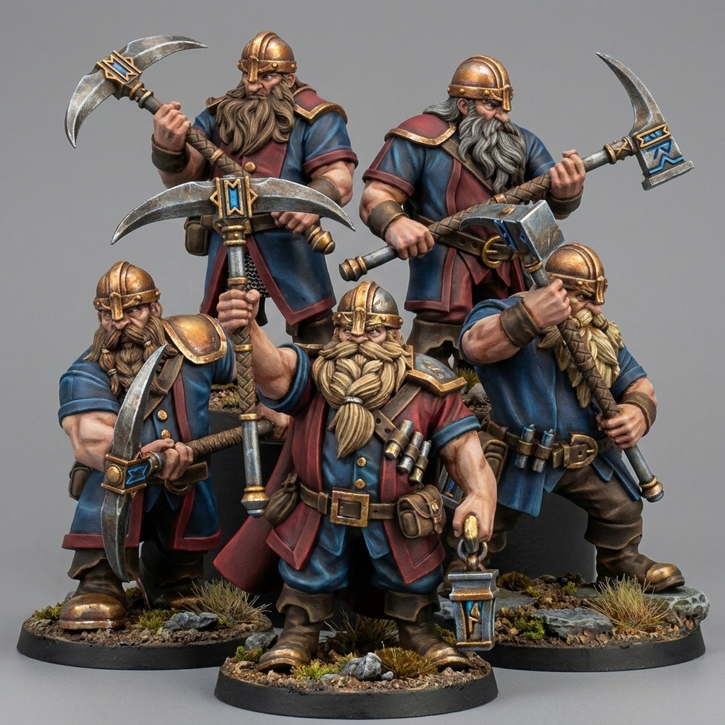 Miniatura Mineros de Combate Enanos resina 32mm sin pintar - Drakholm