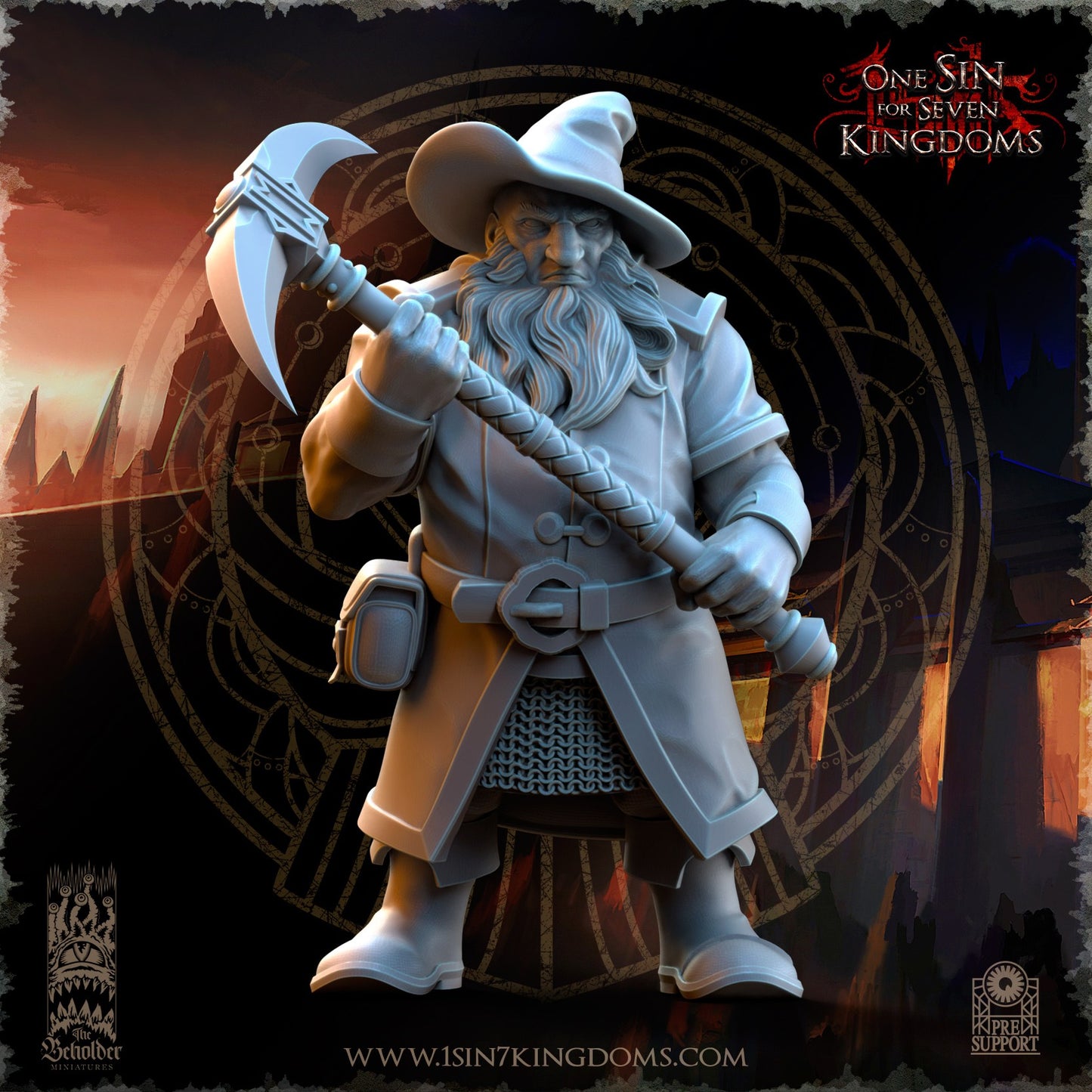 Miniatura Mineros de Combate Enanos resina 32mm sin pintar - Drakholm