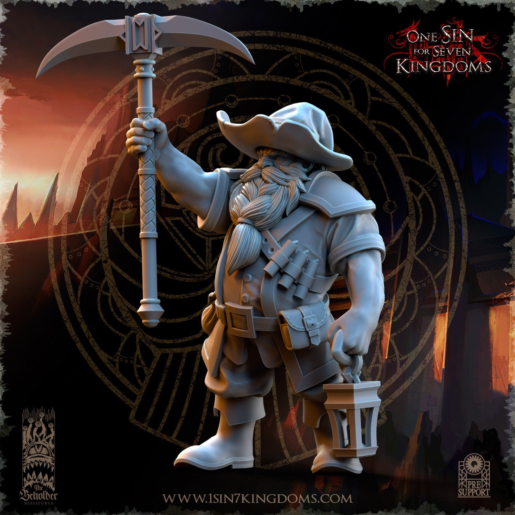 Miniatura Mineros de Combate Enanos resina 32mm sin pintar - Drakholm