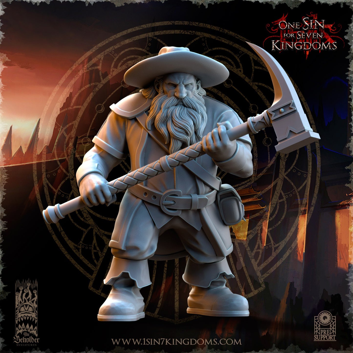 Miniatura Mineros de Combate Enanos resina 32mm sin pintar - Drakholm