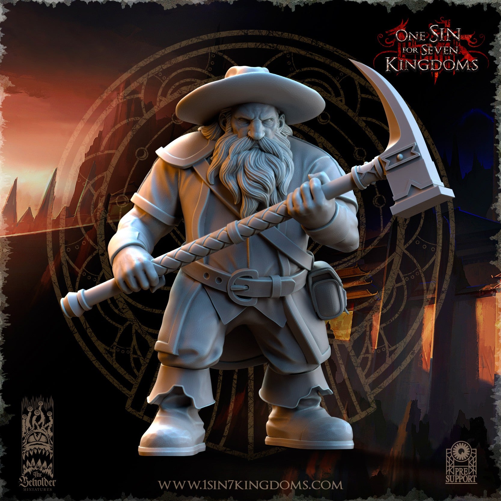 Miniatura Mineros de Combate Enanos resina 32mm sin pintar - Drakholm