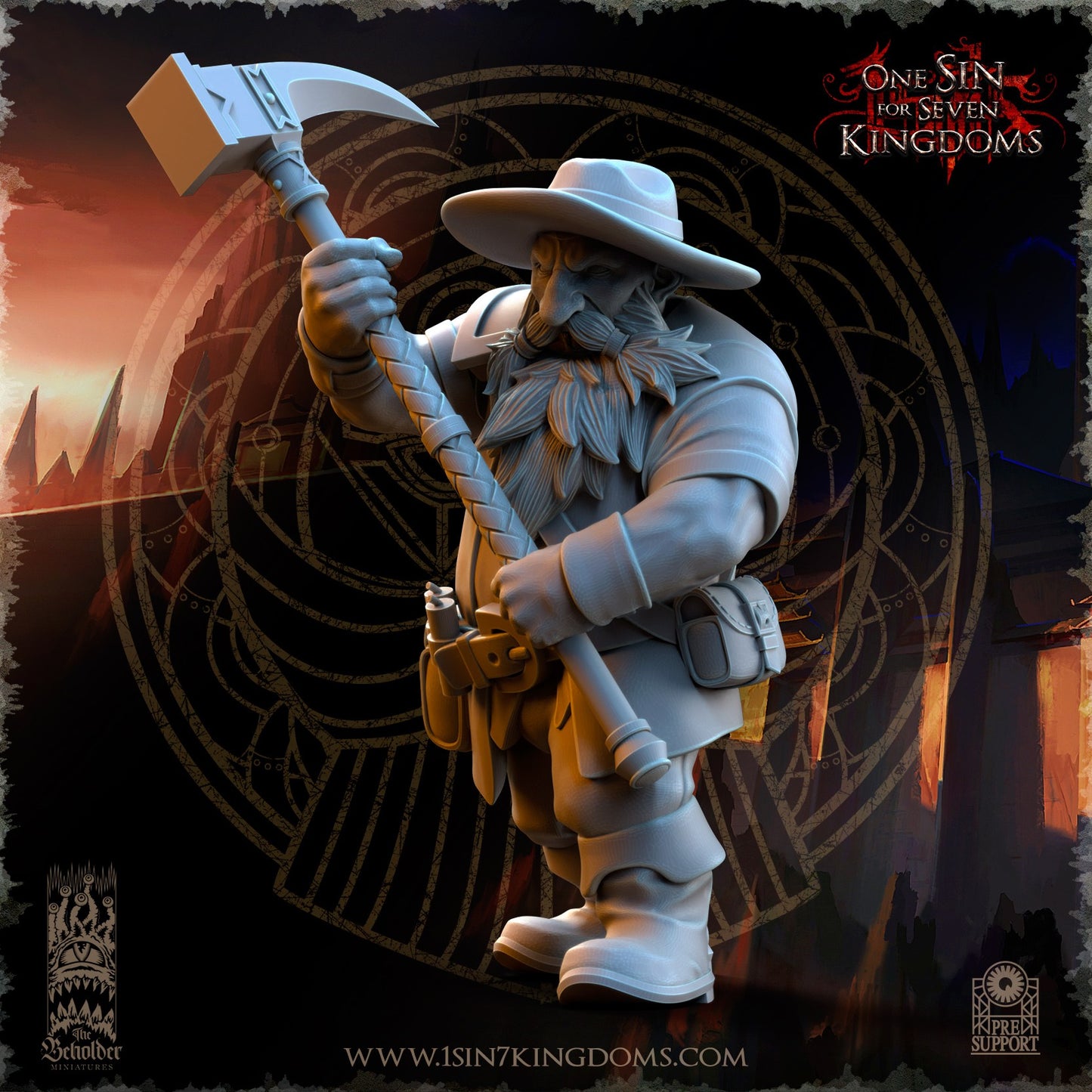 Miniatura Mineros de Combate Enanos resina 32mm sin pintar - Drakholm