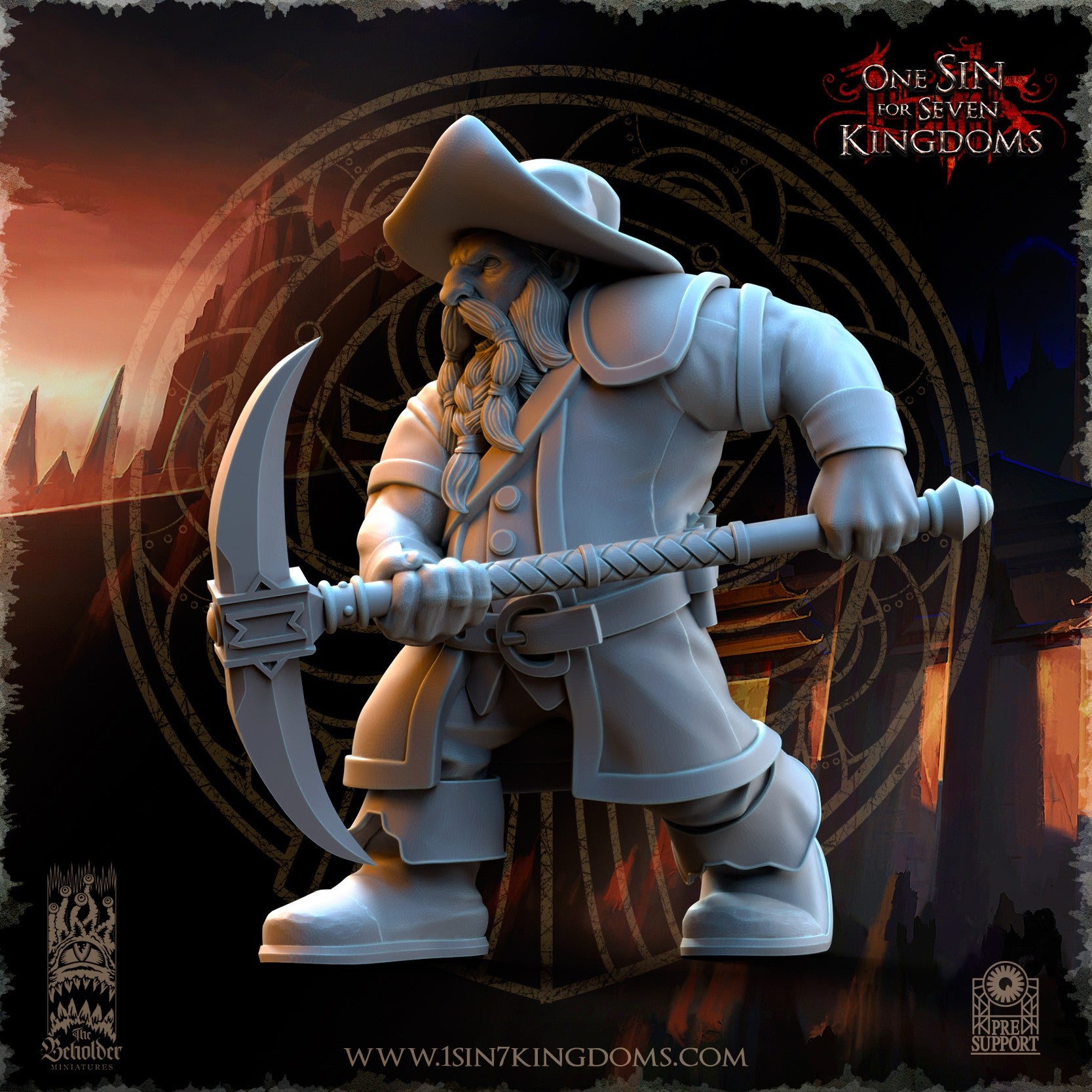 Miniatura Mineros de Combate Enanos resina 32mm sin pintar - Drakholm