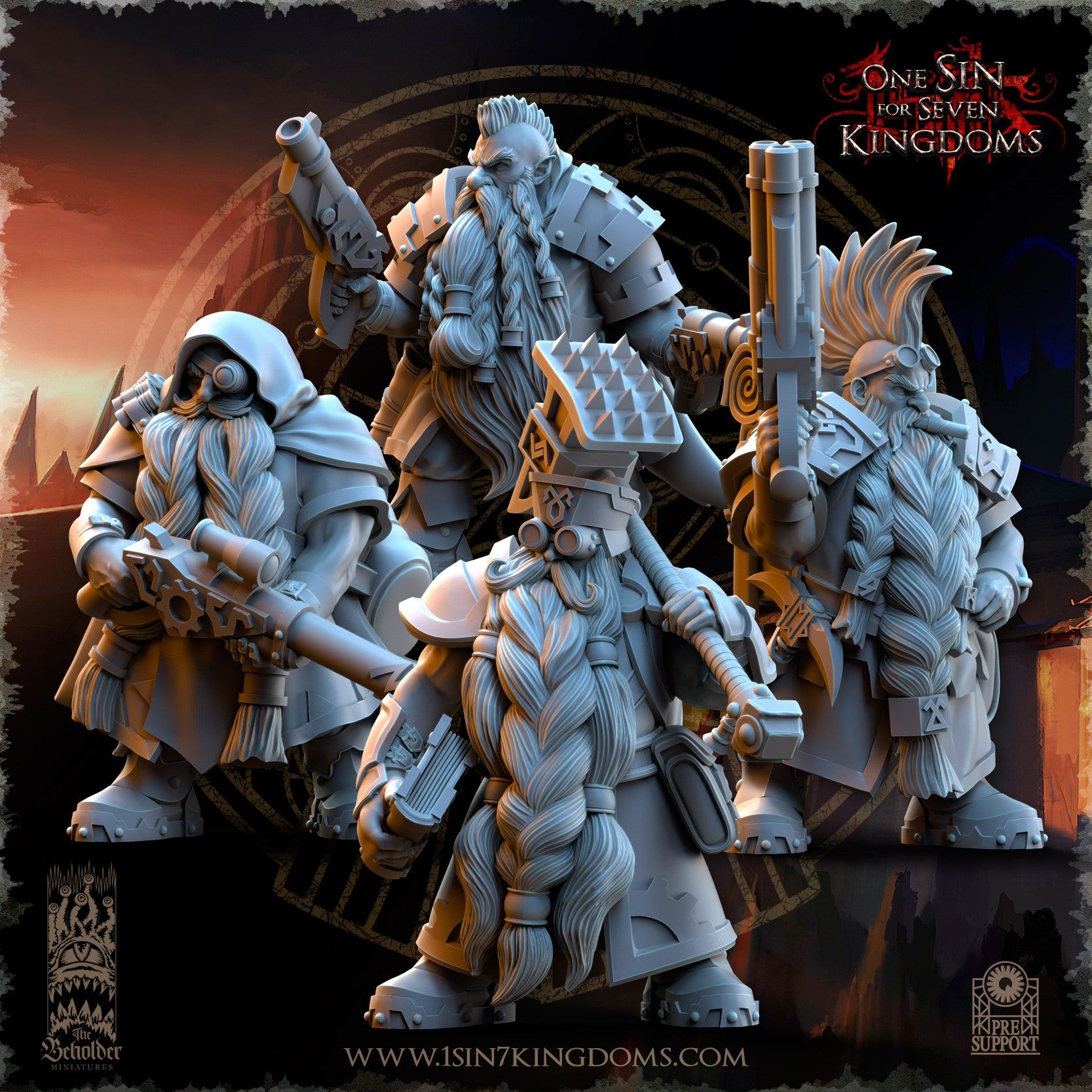Miniatura Ingenieros de Guerra Enanos resina 32mm sin pintar - Drakholm