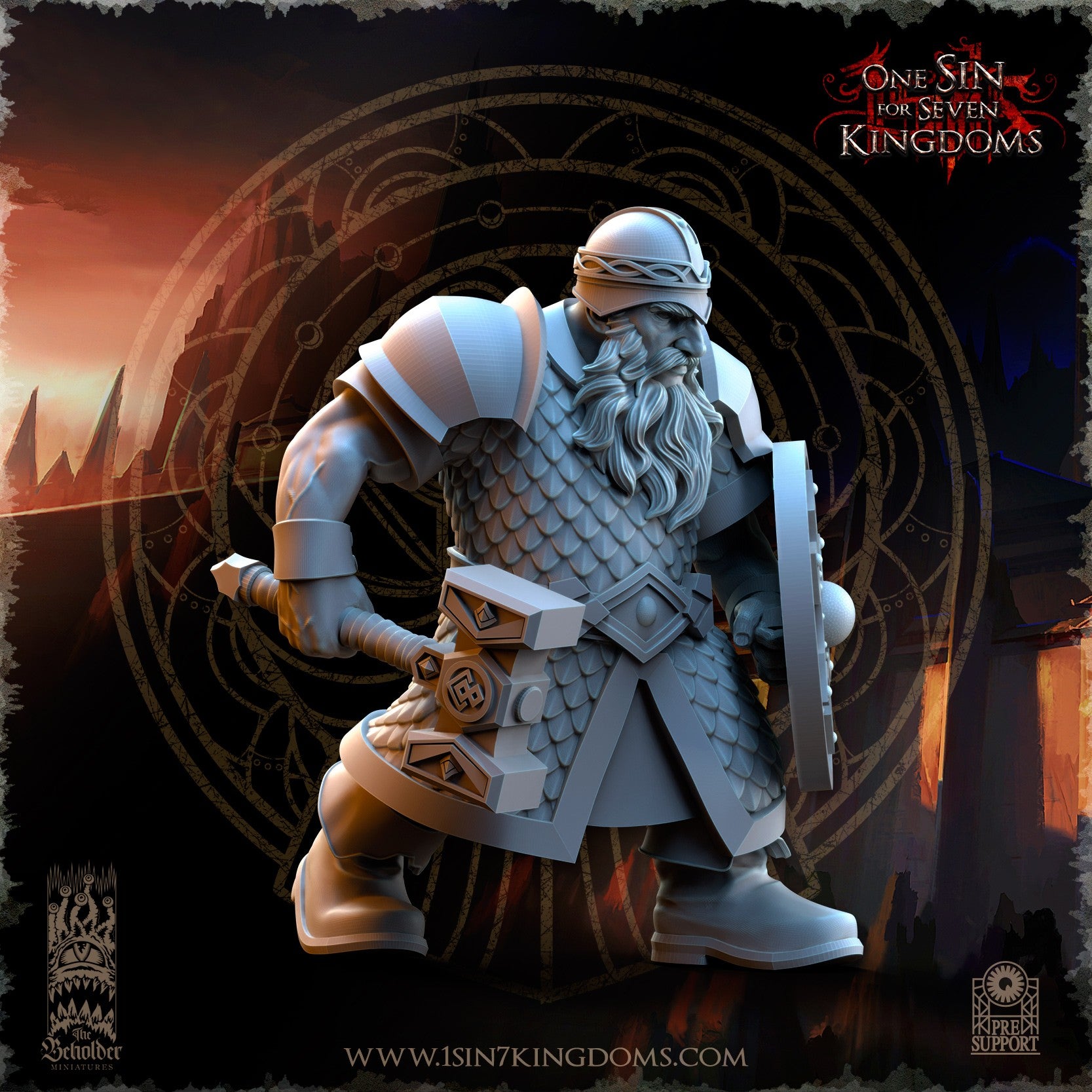 Miniatura Guerreros de los Reinos Enanos Enanos resina 32mm sin pintar - Drakholm