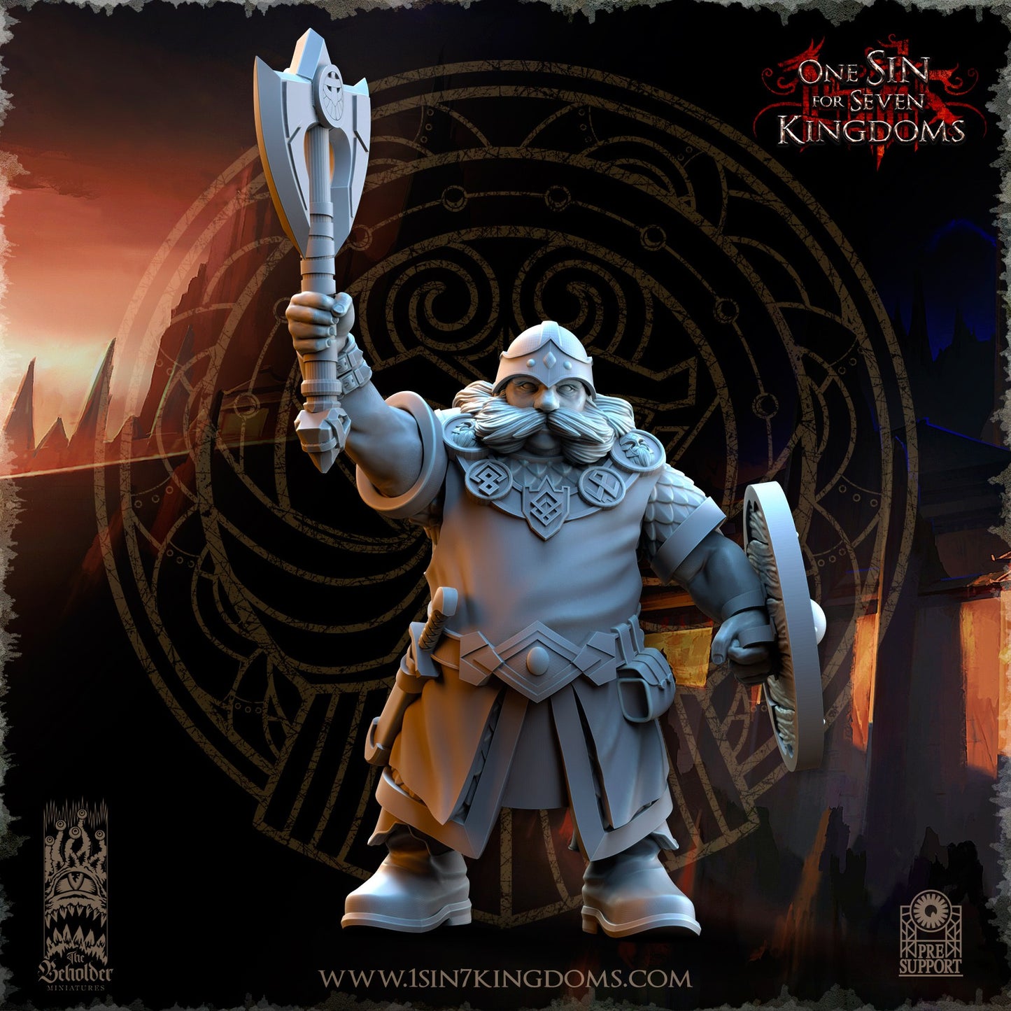 Miniatura Guerreros de los Reinos Enanos Enanos resina 32mm sin pintar - Drakholm