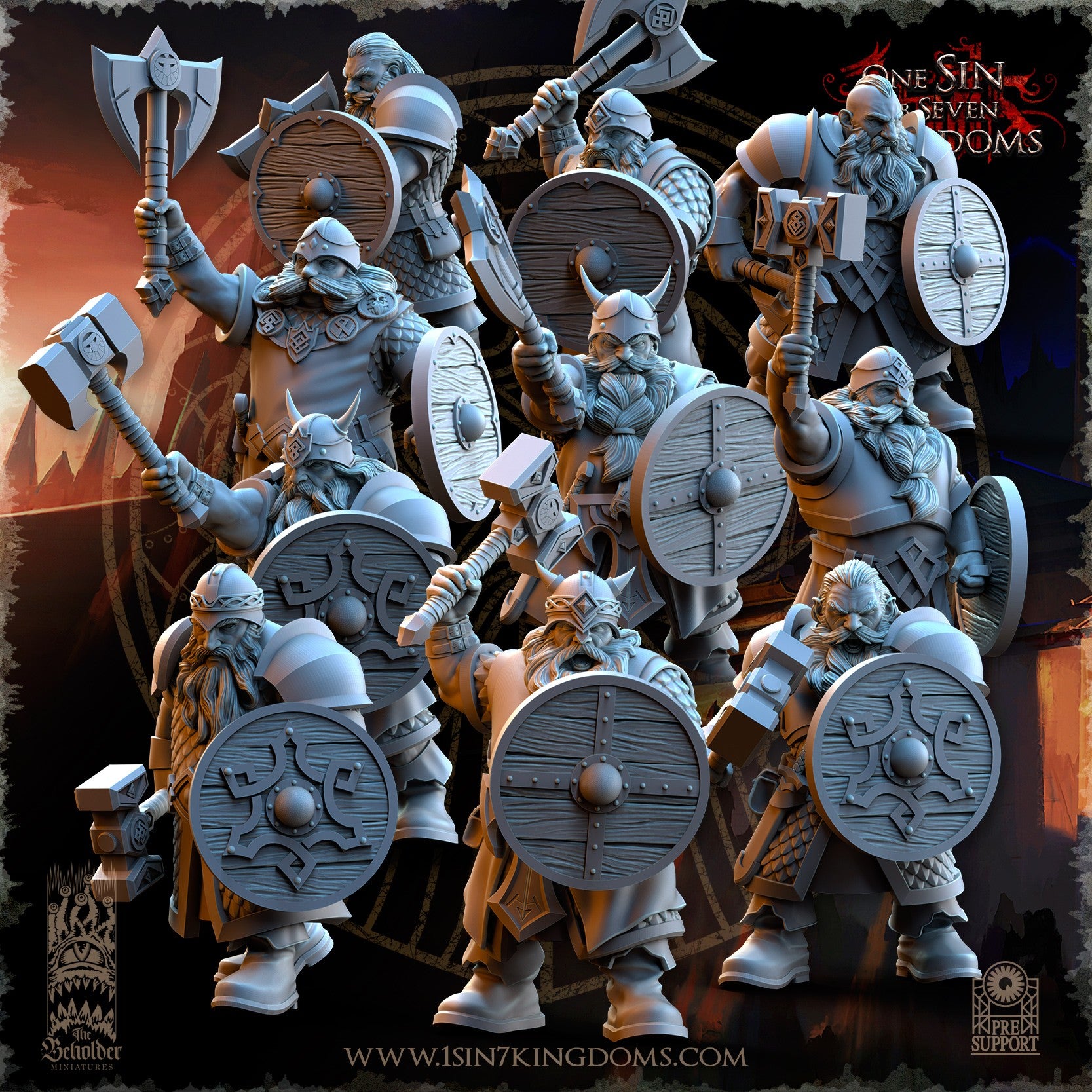 Miniatura Guerreros de los Reinos Enanos Enanos resina 32mm sin pintar - Drakholm