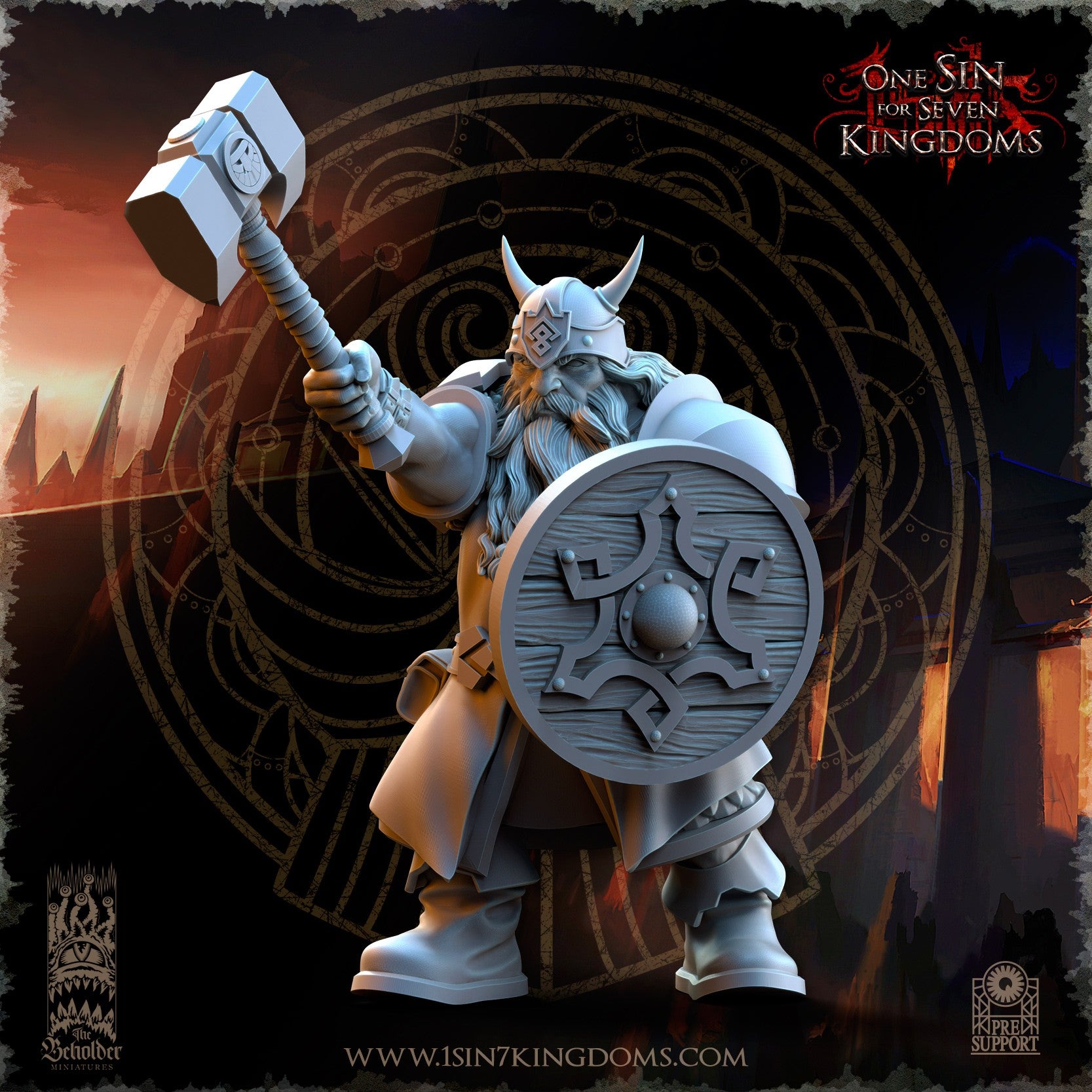 Miniatura Guerreros de los Reinos Enanos Enanos resina 32mm sin pintar - Drakholm