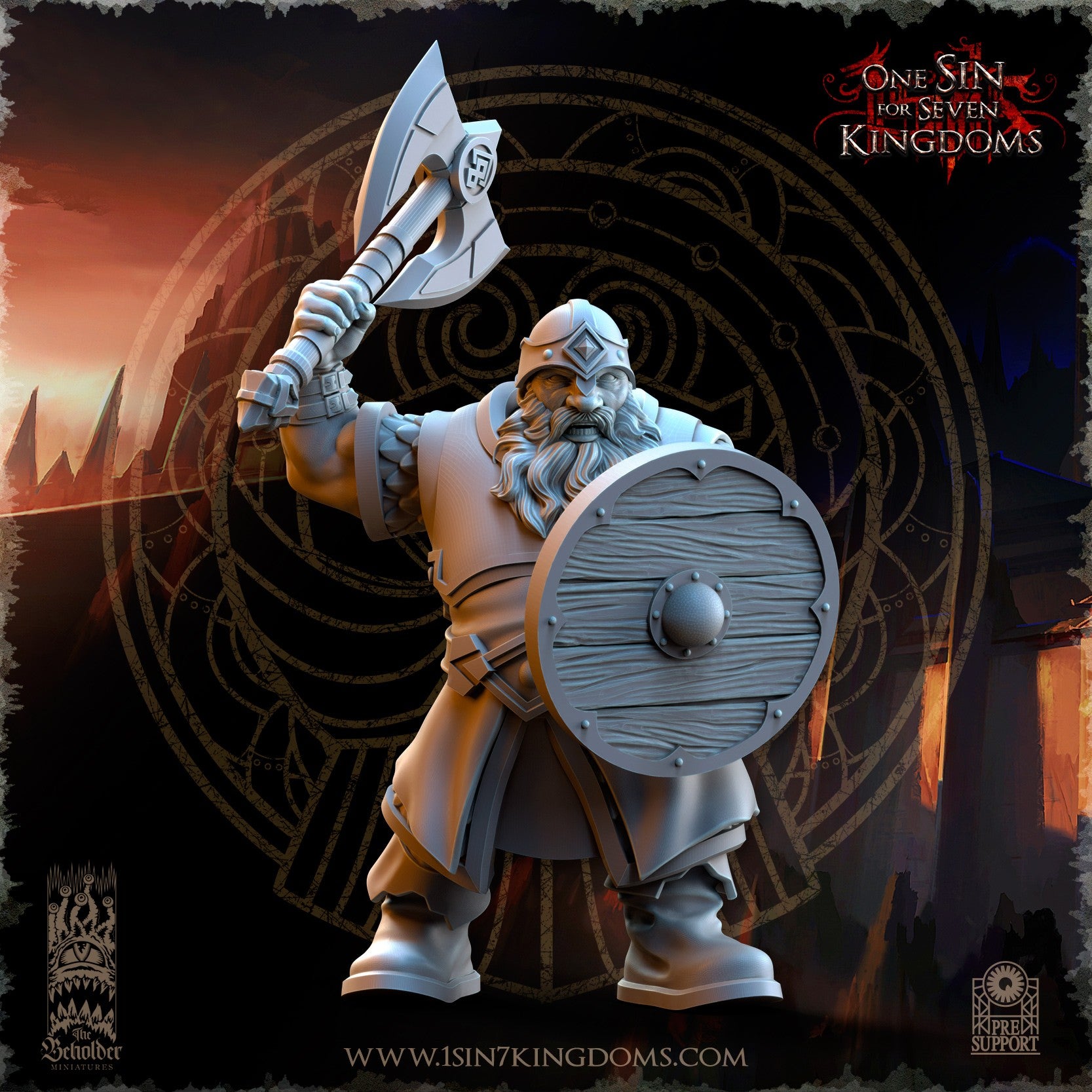 Miniatura Guerreros de los Reinos Enanos Enanos resina 32mm sin pintar - Drakholm