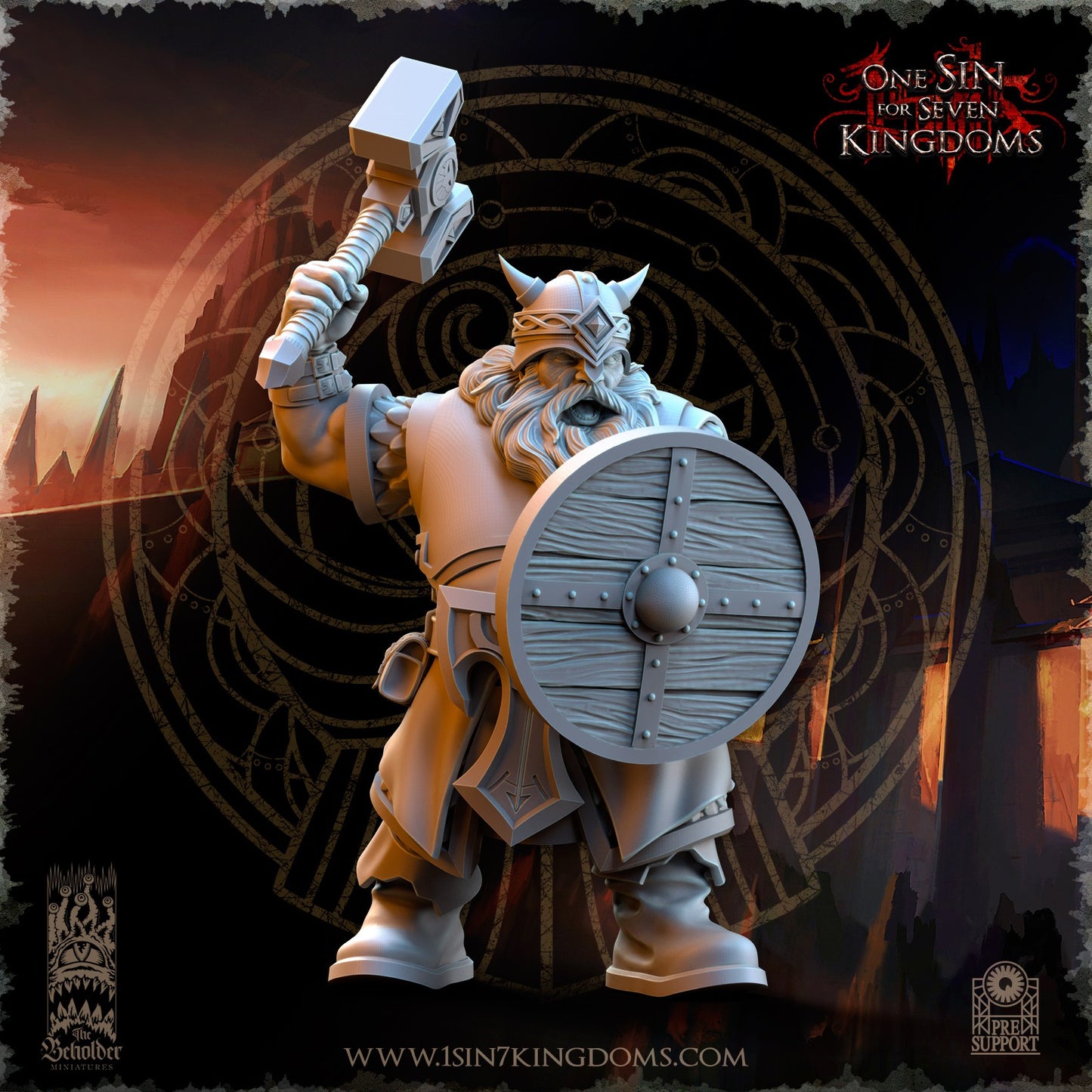 Miniatura Guerreros de los Reinos Enanos Enanos resina 32mm sin pintar - Drakholm