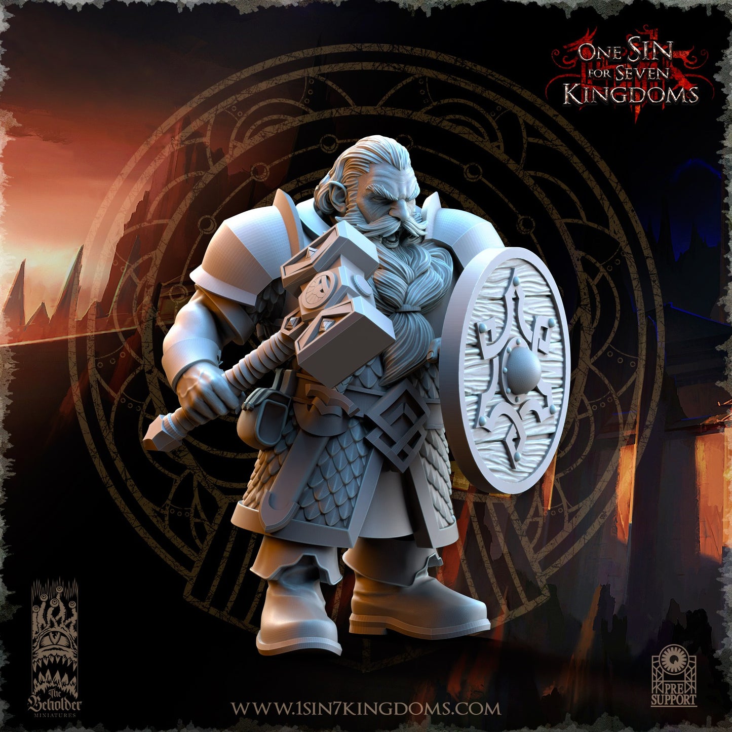 Miniatura Guerreros de los Reinos Enanos Enanos resina 32mm sin pintar - Drakholm