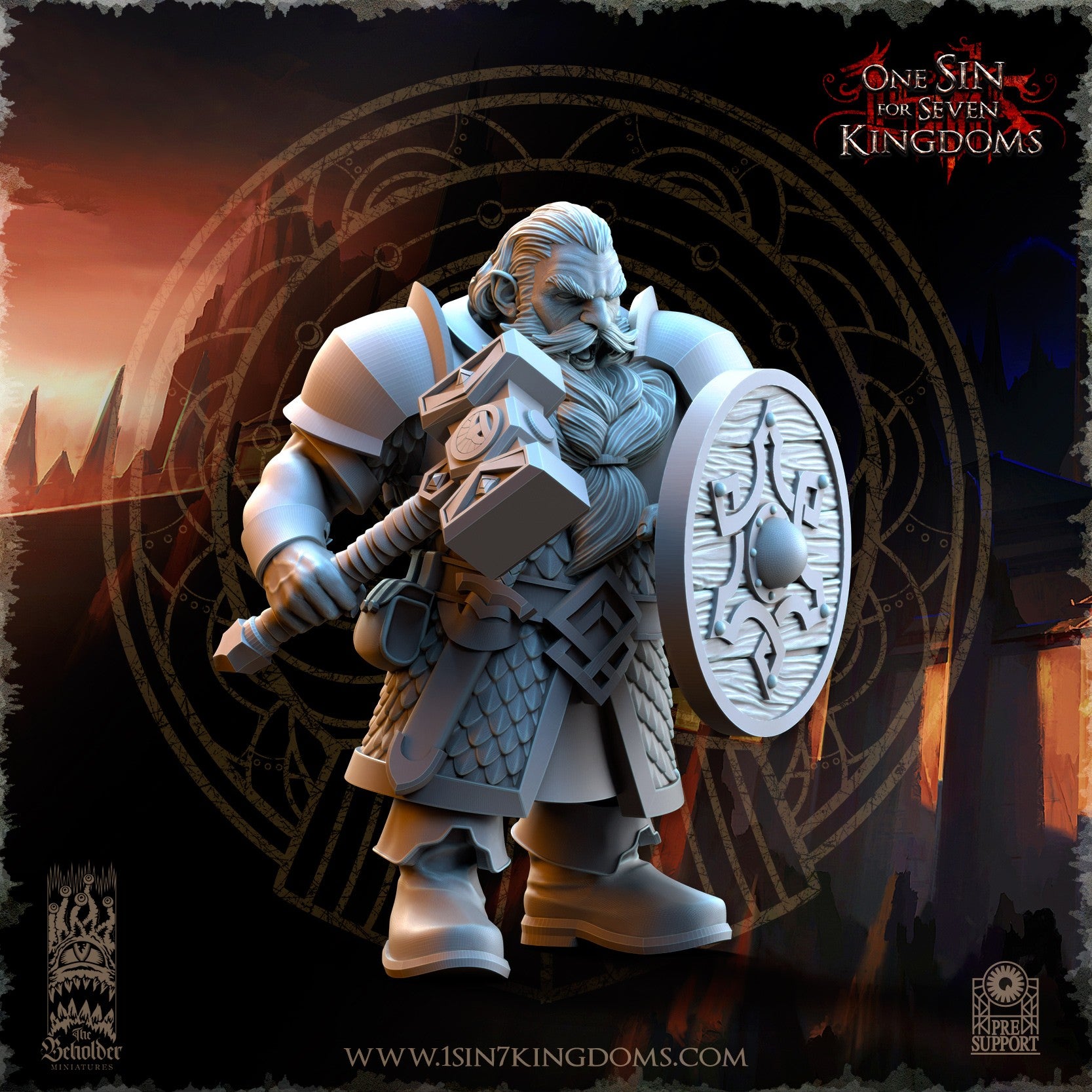 Miniatura Guerreros de los Reinos Enanos Enanos resina 32mm sin pintar - Drakholm