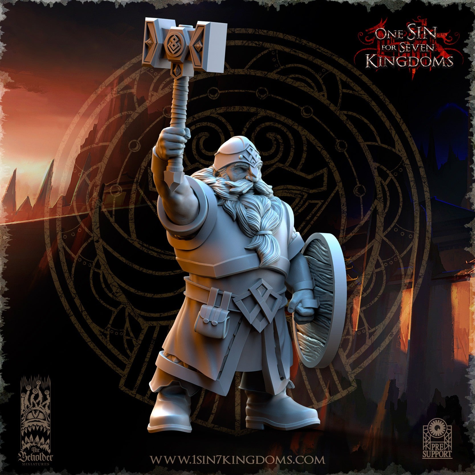 Miniatura Guerreros de los Reinos Enanos Enanos resina 32mm sin pintar - Drakholm
