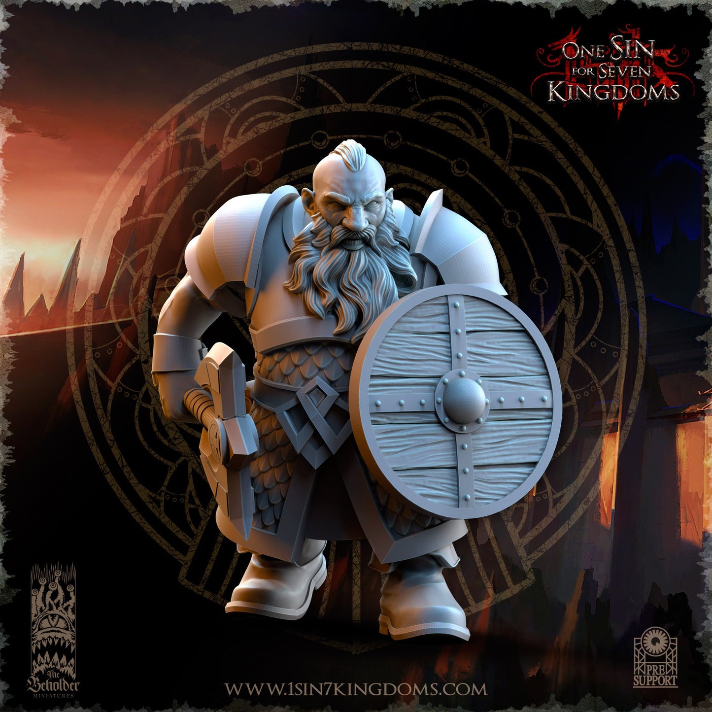 Miniatura Guerreros de los Reinos Enanos Enanos resina 32mm sin pintar - Drakholm
