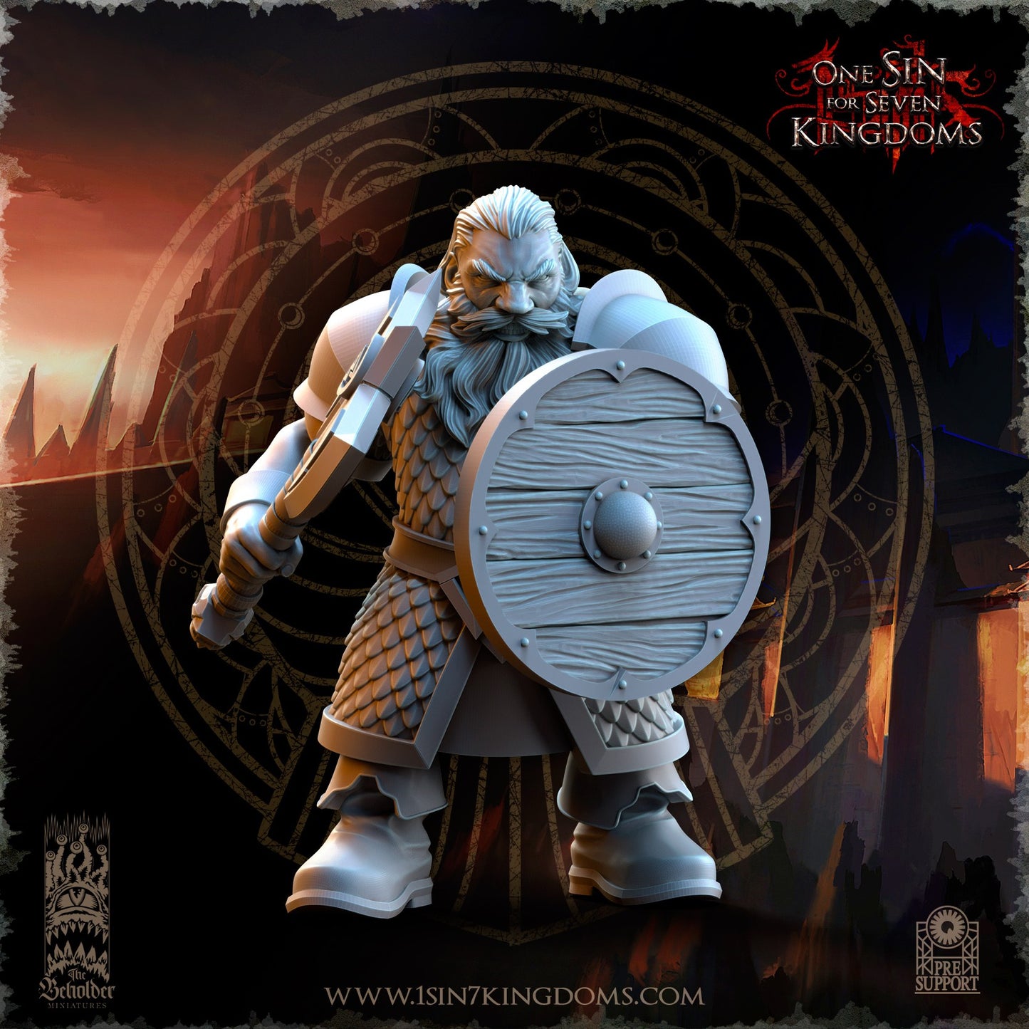 Miniatura Guerreros de los Reinos Enanos Enanos resina 32mm sin pintar - Drakholm
