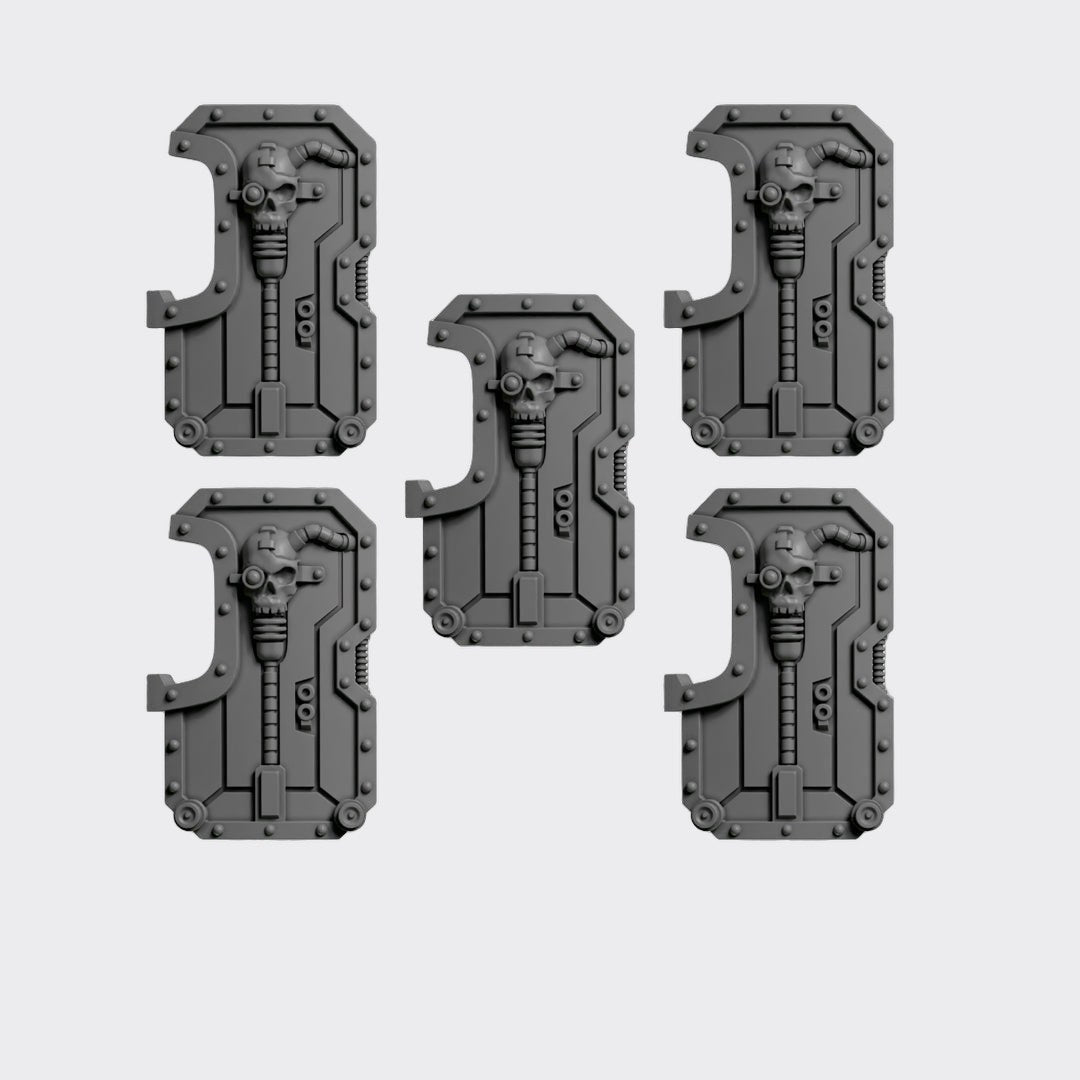 Escudos A — bits de conversión sci-fi grimdark de Greytide Studio, resina 32mm sin pintar