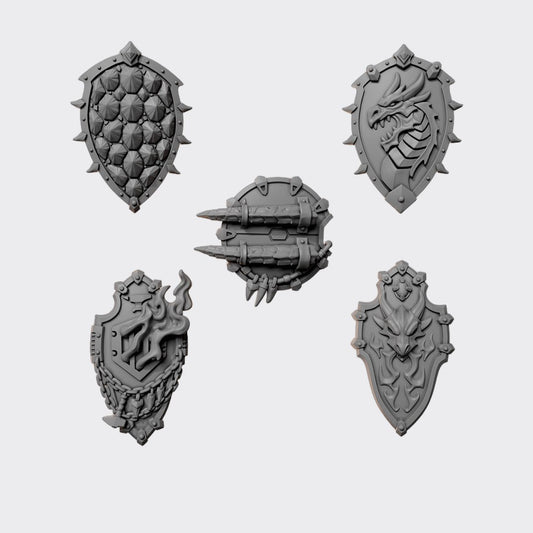 Escudos Anvil Wardens A — bits de conversión sci-fi grimdark de Greytide Studio, resina 32mm sin pintar