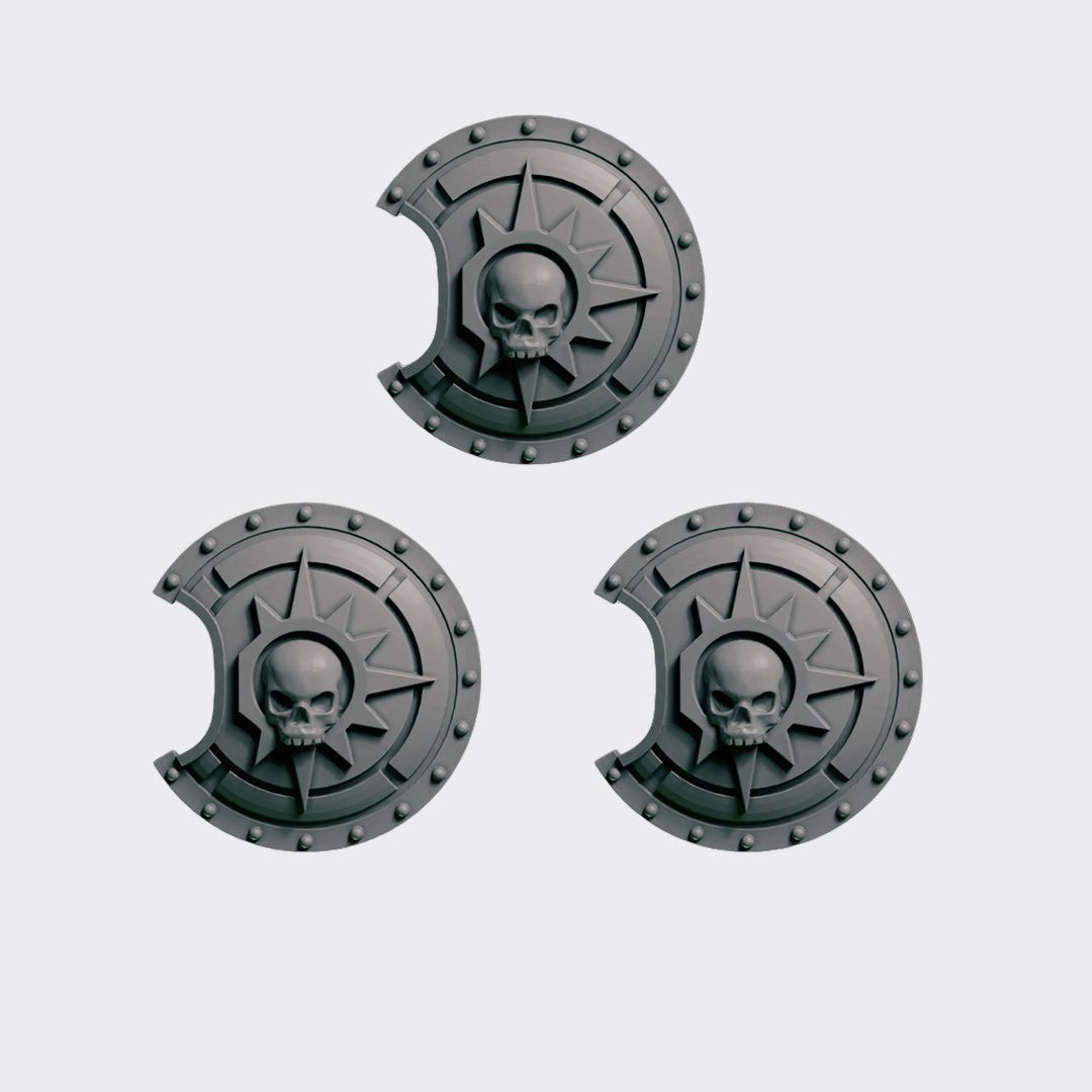 Escudos B — bits de conversión sci-fi grimdark de Greytide Studio, resina 32mm sin pintar