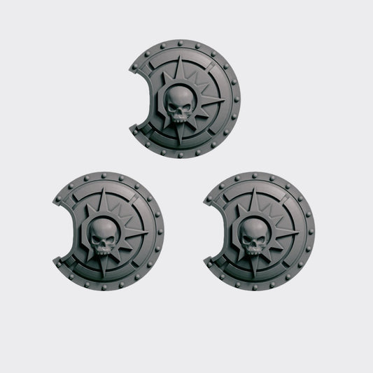 Escudos B — bits de conversión sci-fi grimdark de Greytide Studio, resina 32mm sin pintar