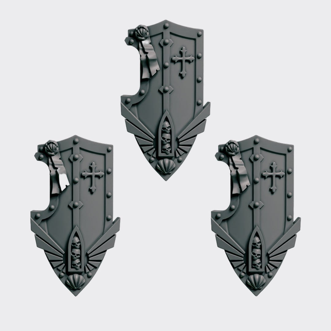 Escudos C — bits de conversión sci-fi grimdark de Greytide Studio, resina 32mm sin pintar