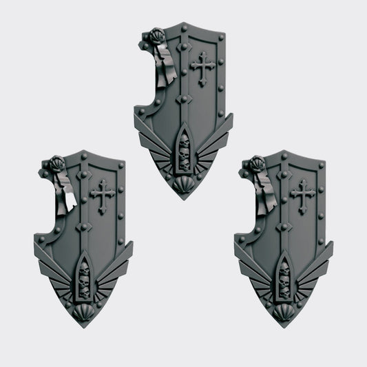 Escudos C — bits de conversión sci-fi grimdark de Greytide Studio, resina 32mm sin pintar