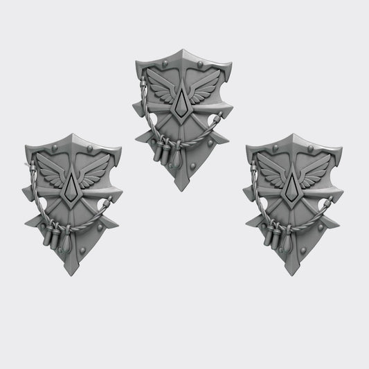 Escudos Crimson Lord C — bits de conversión sci-fi grimdark de Greytide Studio, resina 32mm sin pintar