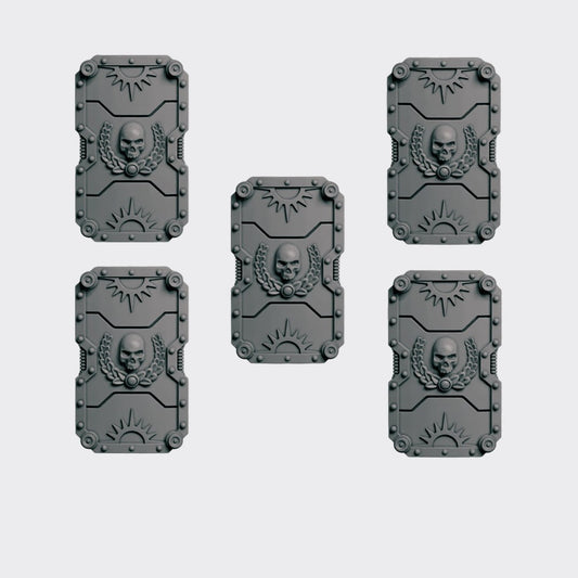 Escudos D — bits de conversión sci-fi grimdark de Greytide Studio, resina 32mm sin pintar