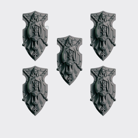 Escudos Eternal Crusaders B — bits de conversión sci-fi grimdark de Greytide Studio, resina 32mm sin pintar