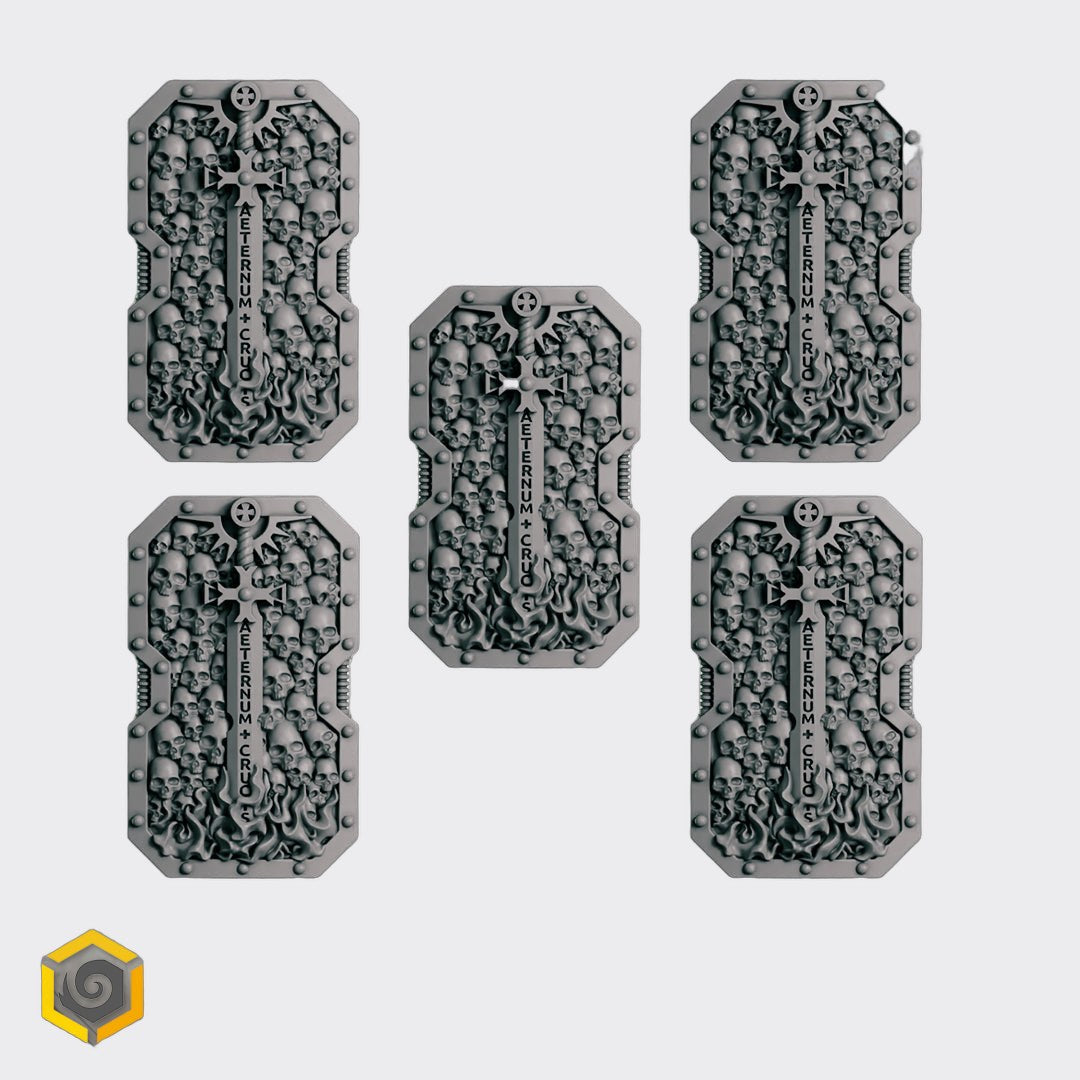 Escudos Eternal Crusaders C — bits de conversión sci-fi grimdark de Greytide Studio, resina 32mm sin pintar
