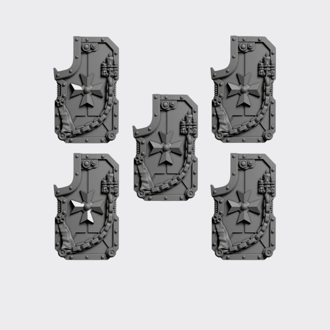 Escudos Eternal Crusaders D — bits de conversión sci-fi grimdark de Greytide Studio, resina 32mm sin pintar